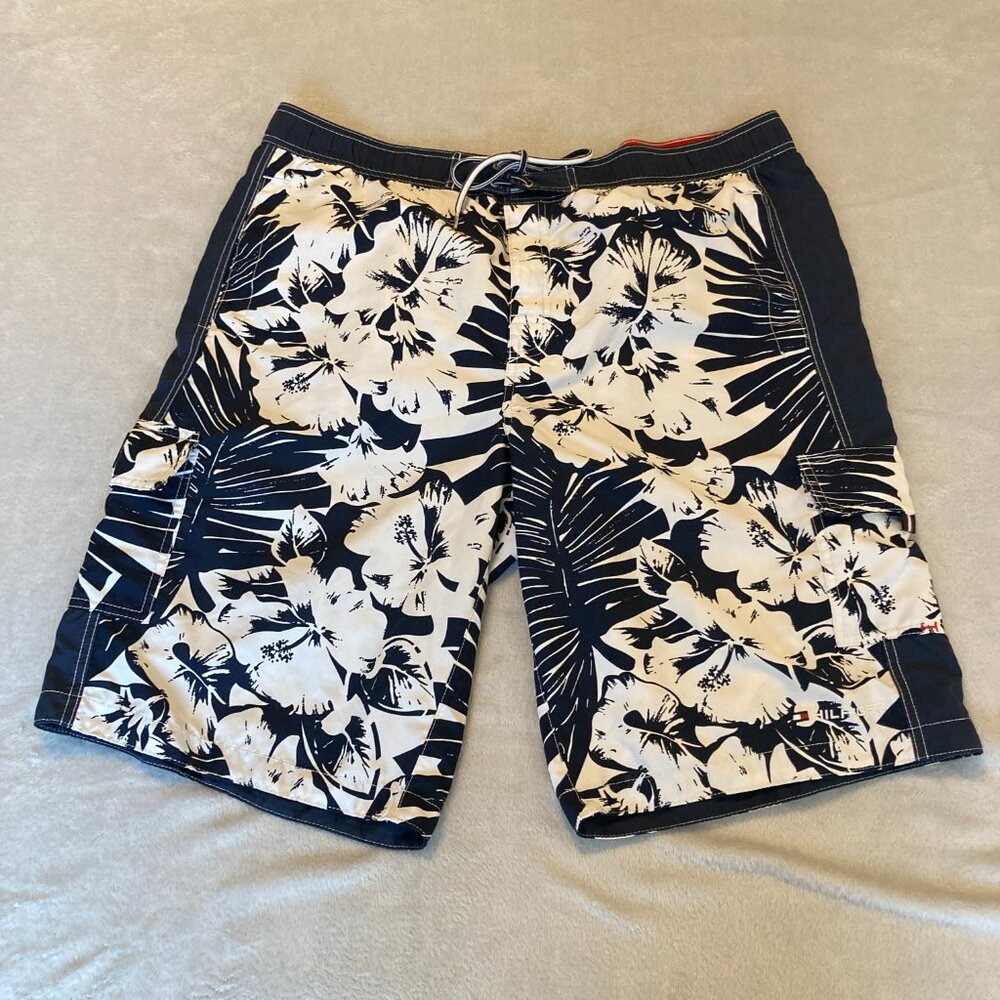 Tommy Hilfiger Men's Cargo Board Shorts Swim Trucks Tropical Size XL EUC